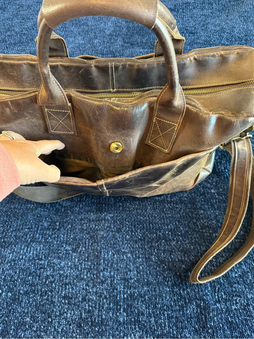 Vintage Brown Genuine Leather Laptop Briefcase Messenger Travel Bag